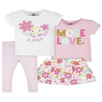 Gerber Baby & Toddler Djevojke majice, suknjene gaćice i hlače Set 4-dijela