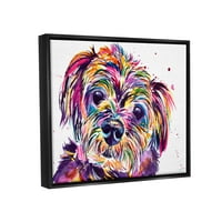 Prizmatični terijer pse lica Portret životinje i insekti grafička umjetnost Jet crna uokvirena umjetnička print zidna umjetnost