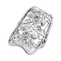Ženski prsten s ekstravagantnim cvjetovima od srebra presvučen oksidiranom platinom