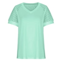 Ženske čipkaste bluze s kratkim rukavima, majice s izrezom u obliku slova a, elegantni ležerni vrhovi