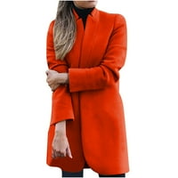 Ženski vuneni kaput, kaput od kaputa, ženski topli dugi kaput, gornja odjeća, narančasta 16