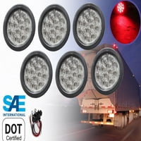 4 prozirna leća okrugla crvena LED lampica stražnje svjetlo kočiono svjetlo s ušicom komplet pigtails za kamion traktorske prikolice
