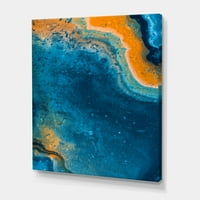 DesignArt 'Sažetak mramornog sastava u narančastom i plavom v' Modern Canvas Wall Art Print