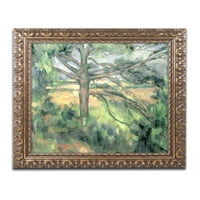 Zaštitni znak likovna umjetnost Veliki Pine Canvas Art by Paul Cezanne, zlatni ukrašeni okvir