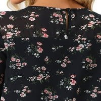 Jedinstvene ponude ženski okrugli vrat ruffle hem cvjetna bluza