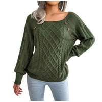 Ženski džemper s okruglim vratom Casual jednobojni pulover s dugim rukavima s dugim rukavima, mekani džemper, Gornji dijelovi;