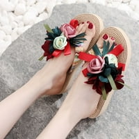 Ženske japanke, pletene prozračne sandale za plažu, kućne papuče, cvjetne japanke, ravne cipele