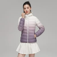 Zimski kaputi za žene s patentnim zatvaračem, ugrađena dolčevita s dugim rukavima i džepovima, topla gornja odjeća s gradijentom