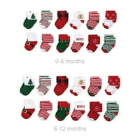 Pamučne frotirne čarape, dani Božića, 0 i 6 mjeseci