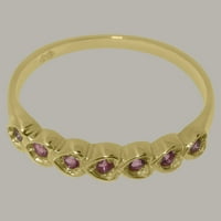Ženski prsten za obljetnicu od 14k žutog zlata s prirodnim ružičastim turmalinom britanske proizvodnje - opcije veličine-veličina
