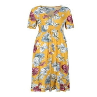 Ženska boemska haljina, ljetne maksi haljine kratkih rukava s cvjetnim printom, Ležerne haljine za odmor na plaži i zabave, sundress