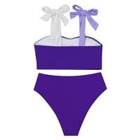Ženski kupaći kostim s dvostrukim lumenom, Ženski lijepi bikini kupaći kostim s visokim strukom u boji
