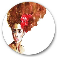 Dizajnerska umjetnost portret mlade afroameričke žene moderni kružni metalni zidni umjetnički disk od 29