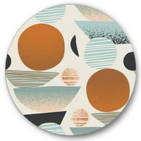 DesignArt 'retro oblici sa apstraktnim mjesecima i suncem i' Modern Circle Metal Wall Art - Disk od 29