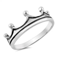 Kraljevski prsten s krunom-tijarom. Sterling srebrni nakit za žene i muškarce Veličina 6