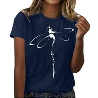 - Majice za ženske ljetne vrhove, zabavne majice s uzorkom, Ležerne labave tunike s printom vretenca, osnovne bluze