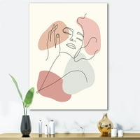 DesignArt 'Kontinuirani jedan linijski portret žene' moderni platno zidne umjetničke tiska