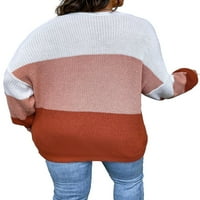 Ženske veste Plus veličine, Višebojni casual puloveri s okruglim vratom s dugim rukavima u boji