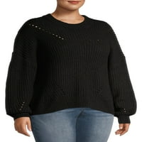 Ženski pulover s okruglim vratom veličine & veličine plus, Prošiven Shakerom