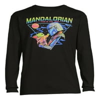 Ratovi zvijezda Mandalorian Men's & Big Men's Baby Yoda Yoda Dugi rukav grafički majica, Star Wars majice