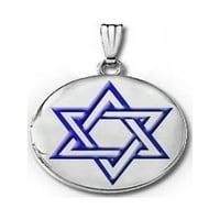 Okrugli medaljon od srebra Davidova zvijezda s plavim emajlom -