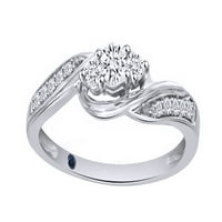 10K Bijeli prirodni dijamantni zaručnički prsten od bijelog zlata