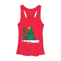 Ženska majica bez rukava s kornjačom na božićnom drvcu-dizajn iz