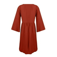 Ljetne haljine za žene, Ženska jednobojna haljina u boemskom stilu s okruglim vratom i rukavima od sedam komada, 9 komada