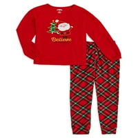 Božićni i blagdanski top s dugim rukavima za djevojčice i pidžama Set za trčanje, veličine 4 i plus