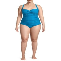 Ženski Jednobojni kupaći kostim s volanima Plus Size