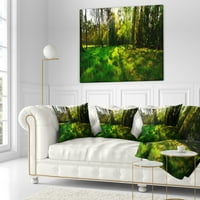 Dizajnerska Panorama zalaska sunca u zelenoj šumi - jastuk s pejzažnim printom-18.18