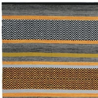 Mekani tkani pamučni tepih u prugastim prugama, tamnoplavi Multi, kvadrat 6' 6'