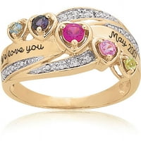 Personalizirani obiteljski nakitábirthstone Heart Put Majčinog prstena dostupan u srebrnom, zlatu i bijelom zlatu