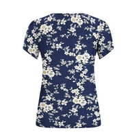 Ljetni cvjetni vrhovi za žene - Vintage tunika s izrezom u obliku slova U I rukavima, široke majice kratkih rukava, bluze Plus veličine