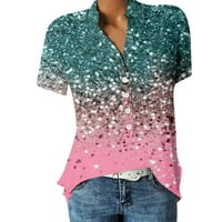 Bluze s cvjetnim printom, vrhovi za slobodno vrijeme s kratkim rukavima, ljetne ženske ružičaste boje
