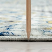 Tradicionalni cvjetni tepih u krem boji, Plava unutarnja staza koja se lako čisti