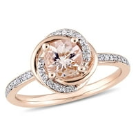 Donje zaručnički prsten Miabella s морганитом T. G. W. u karatima i dragulj T. W. u karatima od ružičastog zlata 10 karata Halo