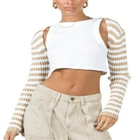 Ženske heklane pulover s dugim rukavima bolero s ramena pleteni Crop Top od 92 $ ulična odjeća