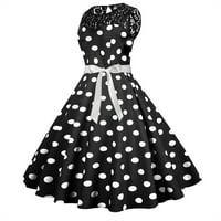 Ljetne haljine za žene, ženska Vintage ljuljačka haljina iz 1950-ih, čipkasta haljina u točkicama za maturalnu večer