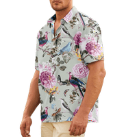 Majica Muška modna bluza s cvjetnim printom Kratki rukav za odrasle-AA, 05