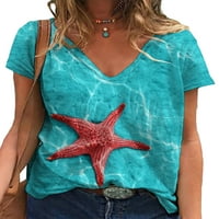 Ženska majica s printom na plaži, ljetni vrhovi, majica s izrezom u obliku slova a,radni pulover, boemska tunika, bluza, stil A,