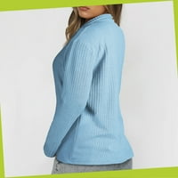 Ženske pletene majice s dugim rukavima, puloveri, ženske široke svijetloplave bluze s patentnim zatvaračem u obliku slova A.