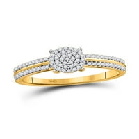 Čvrsto žuto zlato 10K okrugli dijamantni krug klaster vjenčani prsten za godišnjicu braka Karat-Veličina 7