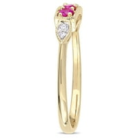 Miabella Ženska karat T.G.W. Stvoren Ruby & Diamond Accent 10kt žuto zlato 3-kamena središnja prstena