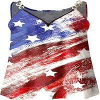 Ženske majice bez rukava 4. srpnja, vrećasti vrhovi američke zastave, osnovni vrhovi s okruglim vratom, domoljubna košulja bez rukava
