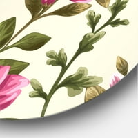 DesignArt 'Pink Vintage Wildflowers' Tradicionalni metalni zidni umjetnost kruga - disk od 29