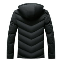 Muška jesen / zima modna ležerna jednobojna jakna s patentnim zatvaračem s kapuljačom s pamučnom podstavom kaput u crnoj boji