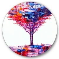 DesignArt 'Sažetak šarenog impresionista drveća na bijelom' modernom metalnom zidu u krugu - disk od 29