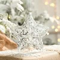 Božićni ukras od 3 inča 3,5 inča prozirna staklena kugla umetnuta ciglom božićna kugla s pentagramima bijelog snjegovića privjesak