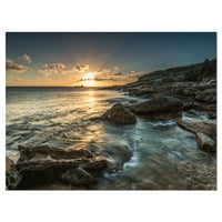 Dizajnerski otisak na platnu s morskim krajolikom Sidnejska plaža sa svijetlim zalaskom sunca